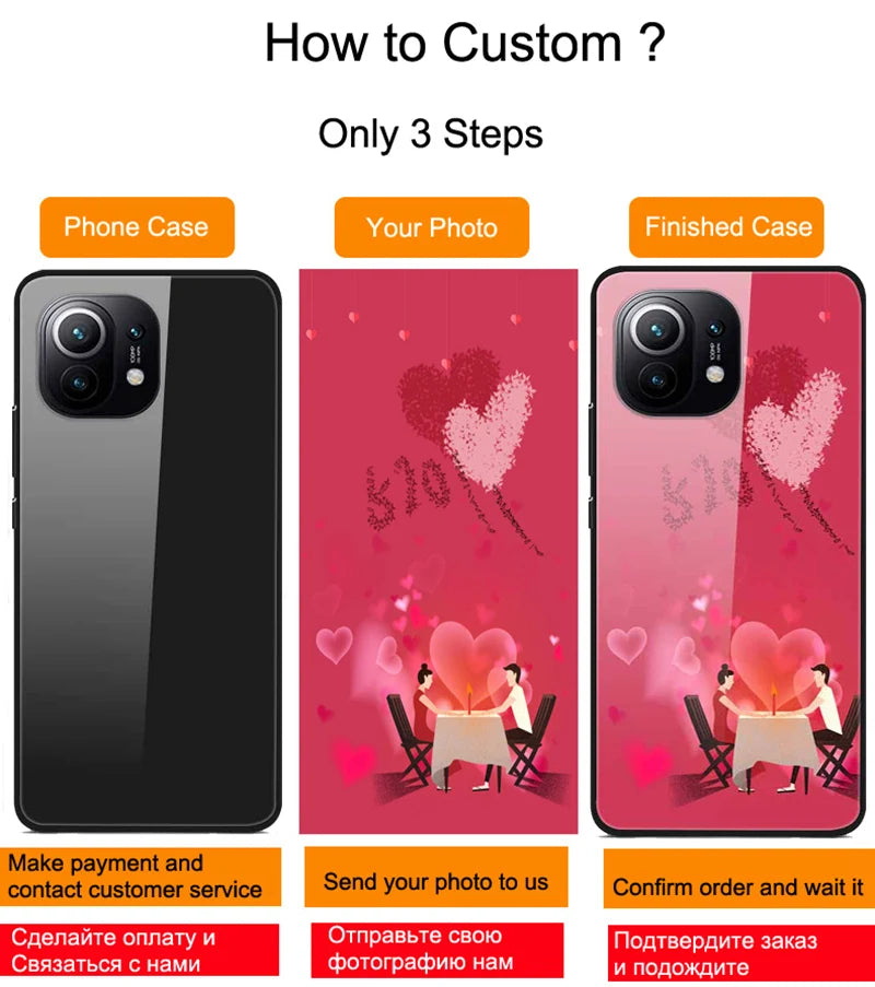 Customized Phone Cases For iphone 14 Pro Max 13 Mini 14 Plus Case Glass Silicone DIY Photo Personalized Picture Fundas Clear TPU