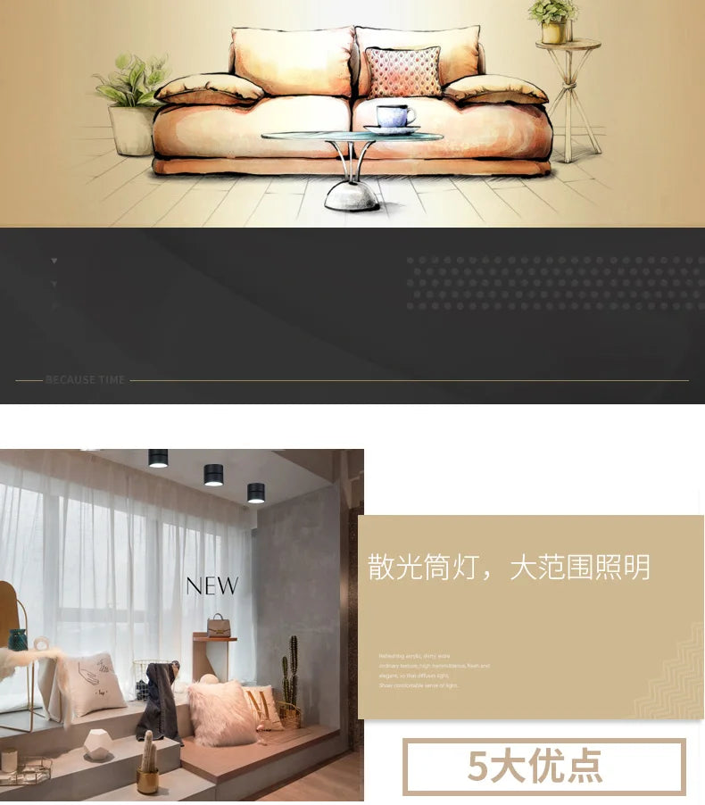 LED Downlight Ceiling Spot lights for Living Lamp 9w 12w 15w Ceiling Lighting For Kitchen Bathroom light Surface mounted