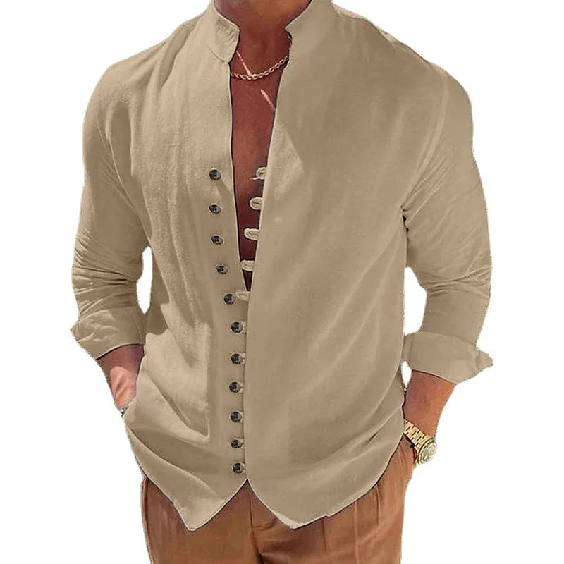Men Casual Social Shirts Long Sleeve Dress Shirt Blouse Man Formal Business Shirt Original White Tops Cotton Linen Beach Shirts