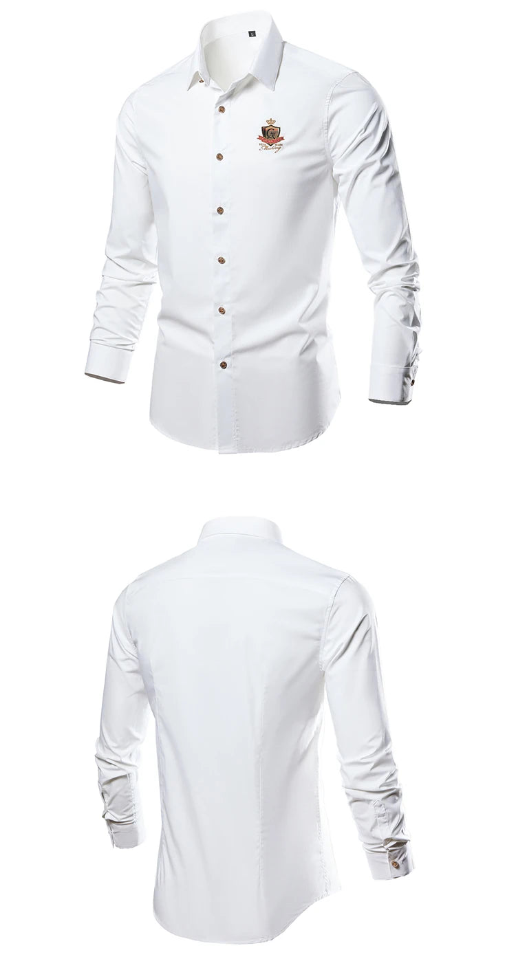 New Casual  Soft Thin Mens Shirts Slim Fit Luxury Business Long Sleeve Shirt Male Lapels Outwear Streetwear