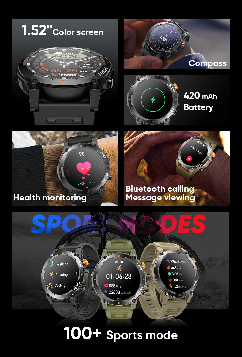 Smart Watch 2025 outdoor Monitoring smartwatch Waterproof smartwatches Call Smart for Ios Android men woman smarthwhatch