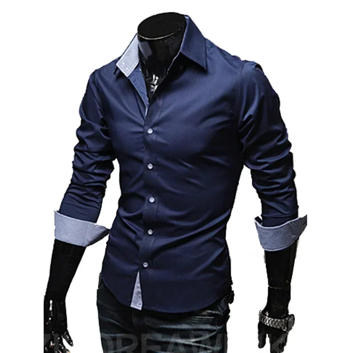 Mens Casual Shirts 2025 Single Breasted Men Slim Fit Dress Long Sleeve Shirts Soild Male Social Shirts Designer Chemise Homme