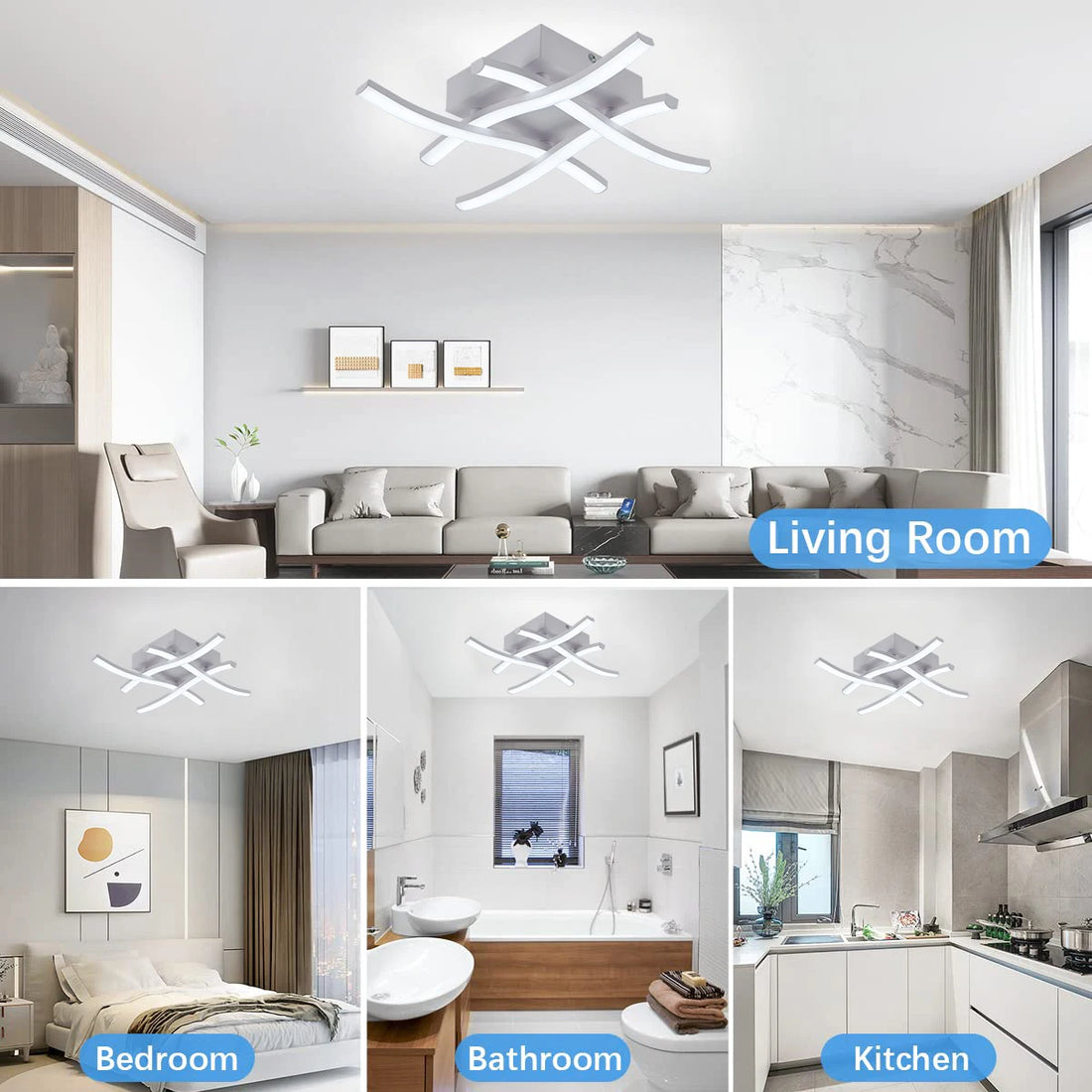 Modern Living Room Light  Restaurant 3-color Variable Light Bedroom Balcony LED Ceiling Light 24W Curved Design