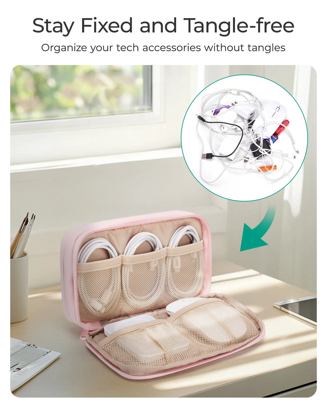 BAGSMART Electronics Organizer Portable Cable Storage Bag for Chargers Cables Phones Travel Digital Earphone Holder Case