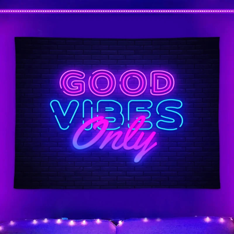 1pc Fluorescent inspirational quotes tapestry, UV black light tapestry, living room and bedroom decorative tapestry