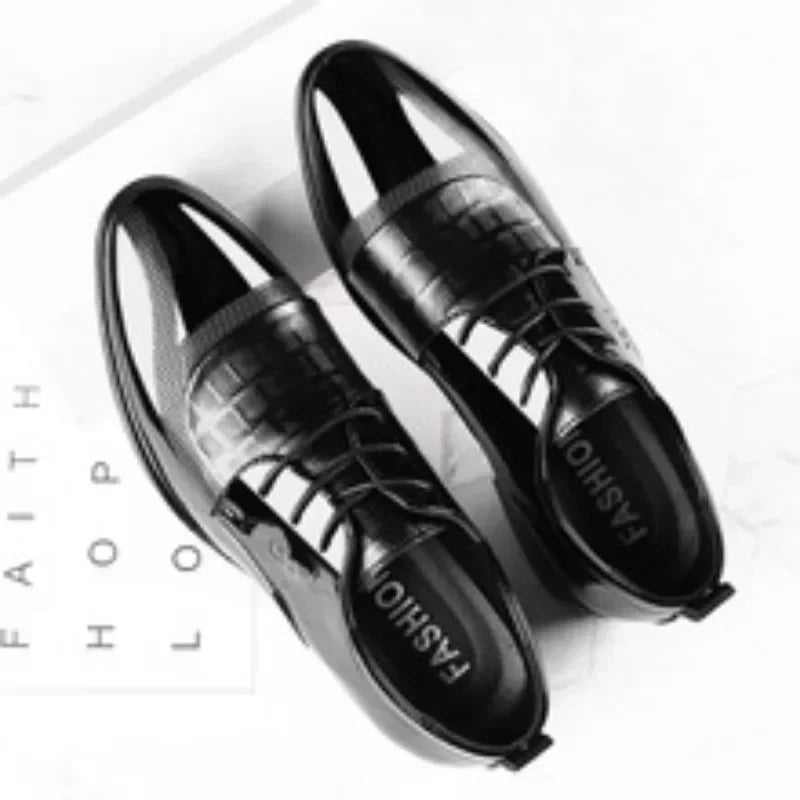 Men Casual Business Shoes Formal Shoes Lace Up Formal Black Leather Brogues Men Wedding Party Office Oxford Shoes