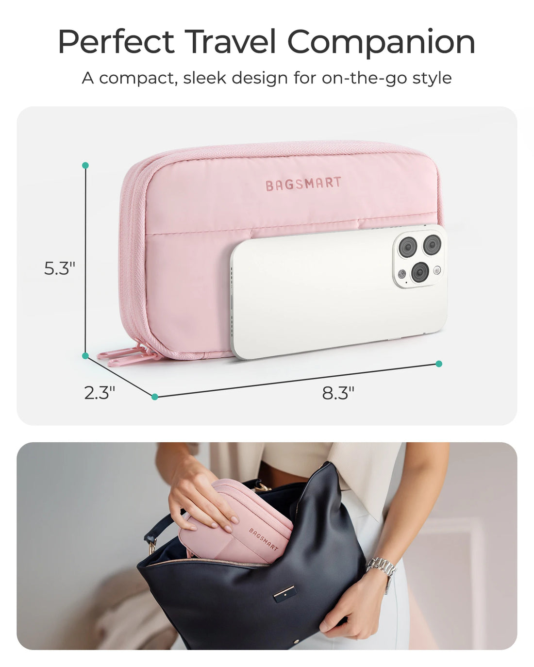 BAGSMART Electronics Organizer Portable Cable Storage Bag for Chargers Cables Phones Travel Digital Earphone Holder Case