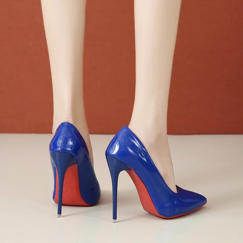 Sexy Super High Ethnic Pumps with Thin Heels and Pointed Toe for Office & Career Red Bottom High Heels  Plus Size Heels 44 45