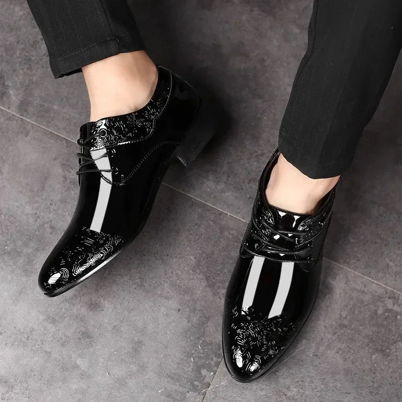 Men Casual Business Shoes Formal Shoes Lace Up Formal Black Leather Brogues Men Wedding Party Office Oxford Shoes