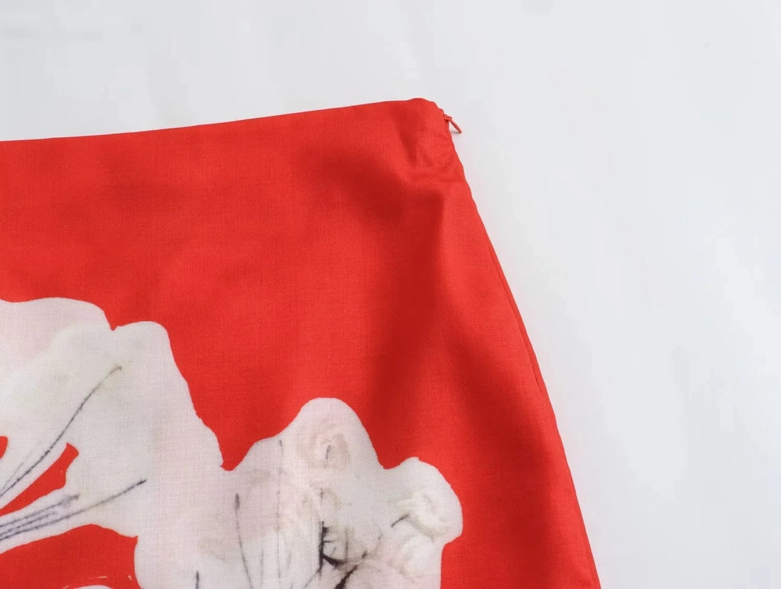 Women Elegant Red Skirts Side Zipper Back Slit Straight Skirts Women Linen Blended Straight Skirt Half skirt