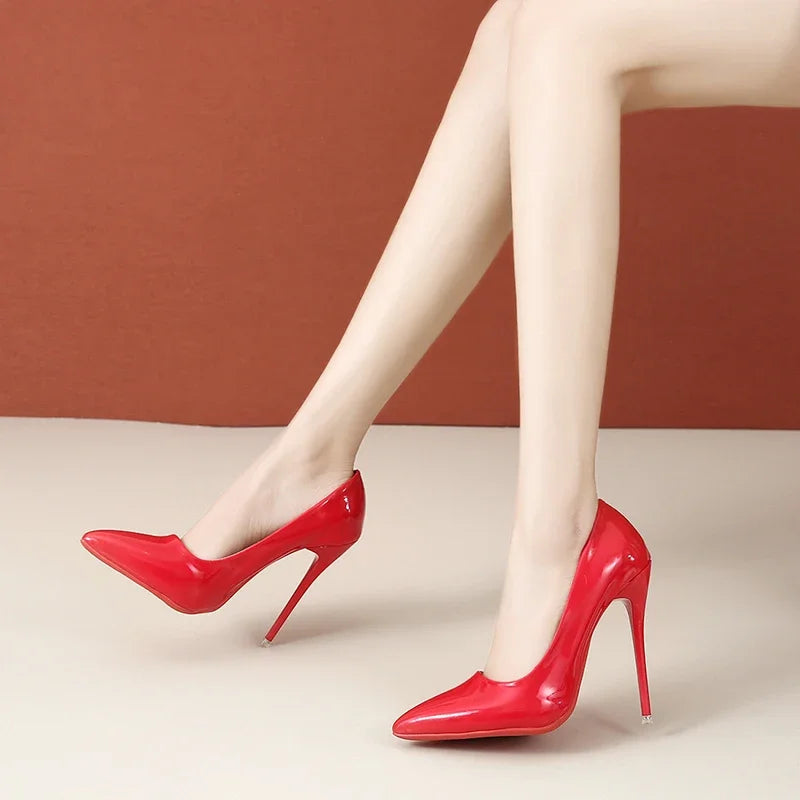 Sexy Super High Ethnic Pumps with Thin Heels and Pointed Toe for Office & Career Red Bottom High Heels  Plus Size Heels 44 45