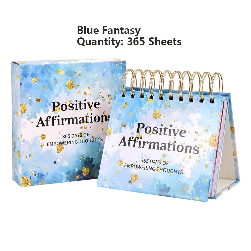 1 pc 365 Days Positive Affirmations Desk Calendar Standing Flip Coil Desktop Calendar With Inspirational Quotes Color Inner Page