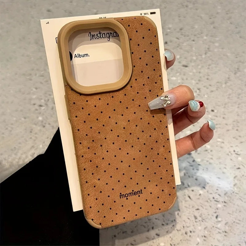English Polka Dot Suede High Value Fashion Phone Case For iPhone 15 Pro Max Cases iPhone 11 12 13 14 16 XS XR X 15 14 Plus Cover