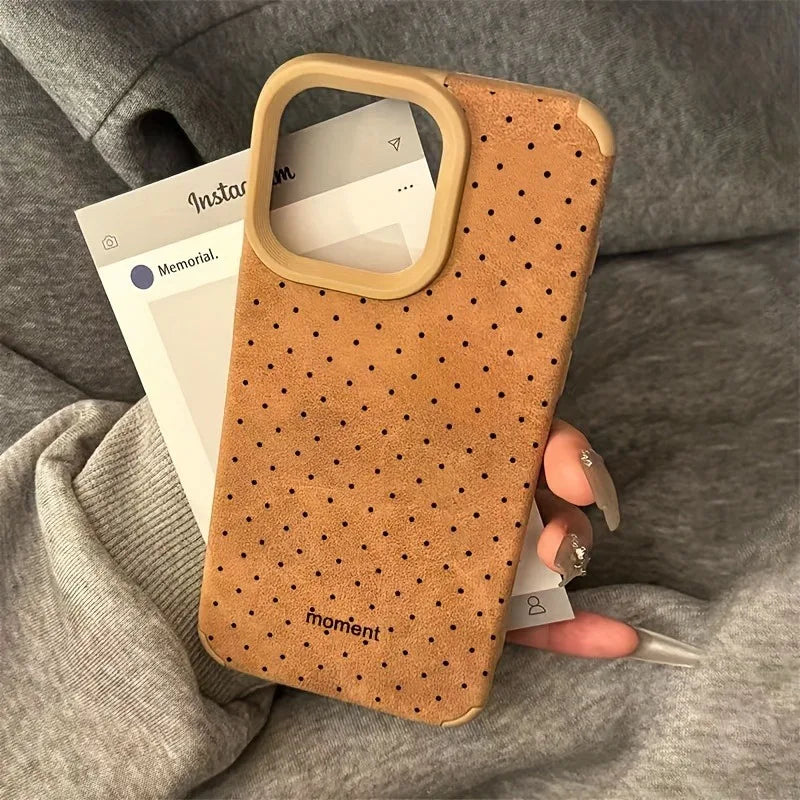 English Polka Dot Suede High Value Fashion Phone Case For iPhone 15 Pro Max Cases iPhone 11 12 13 14 16 XS XR X 15 14 Plus Cover