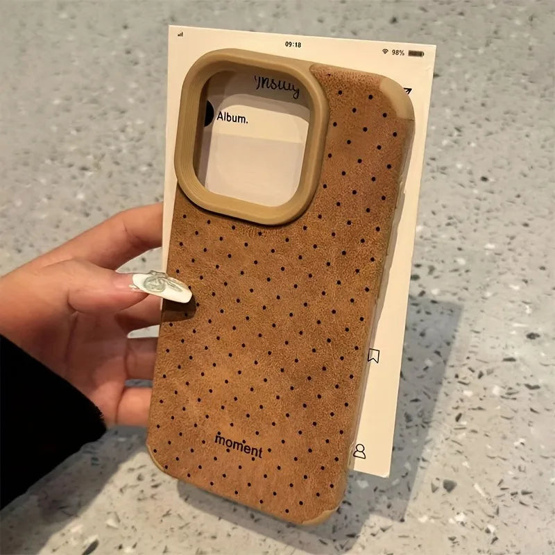 English Polka Dot Suede High Value Fashion Phone Case For iPhone 15 Pro Max Cases iPhone 11 12 13 14 16 XS XR X 15 14 Plus Cover