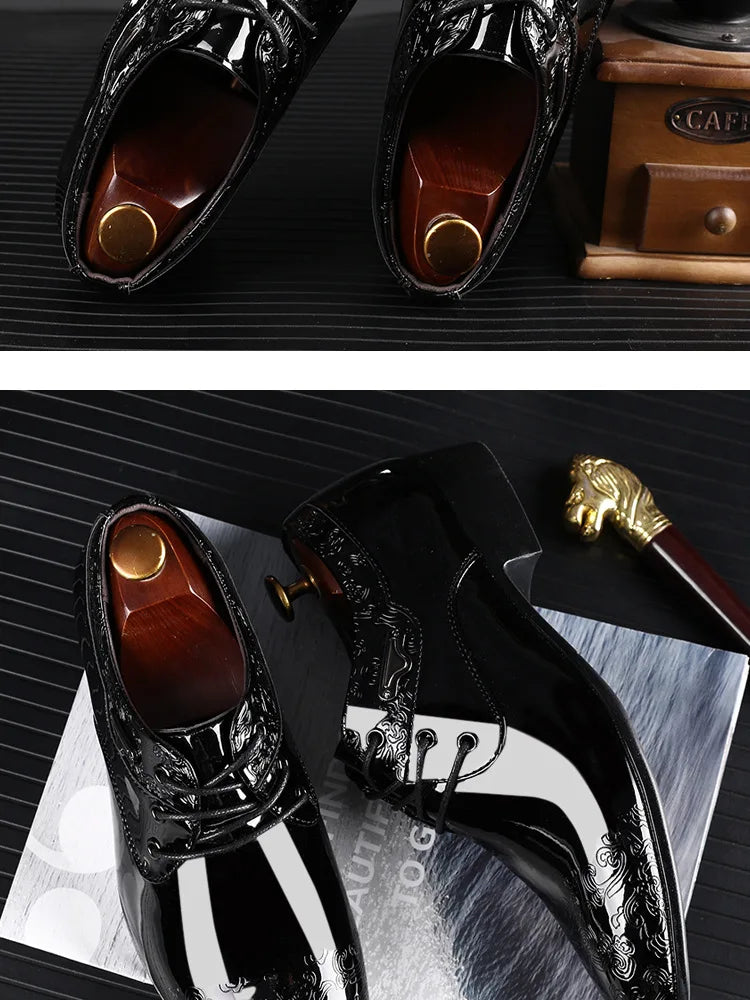 Men Casual Business Shoes Formal Shoes Lace Up Formal Black Leather Brogues Men Wedding Party Office Oxford Shoes
