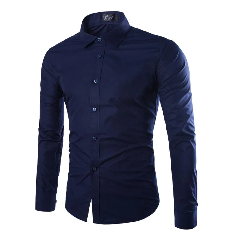 Mens Casual Shirts 2025 Single Breasted Men Slim Fit Dress Long Sleeve Shirts Soild Male Social Shirts Designer Chemise Homme