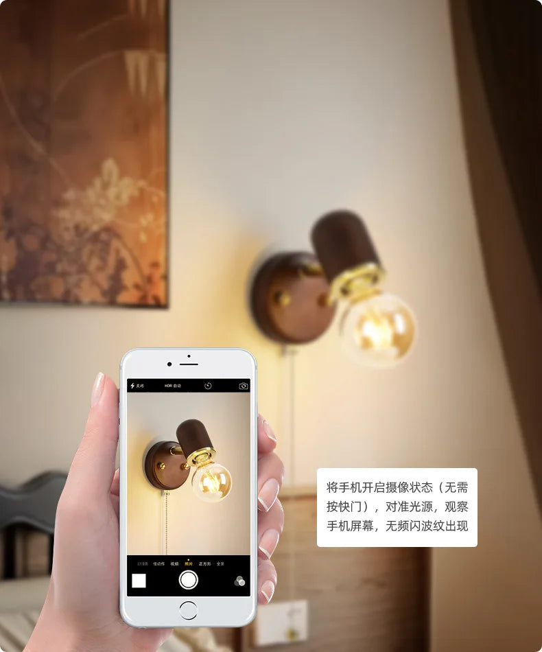 LED Dining Room Lighting Simple Solid Wood with Switch Bedside Wall Lamp Living Room Balcony Corridor Coffee Shop Wall Lamp