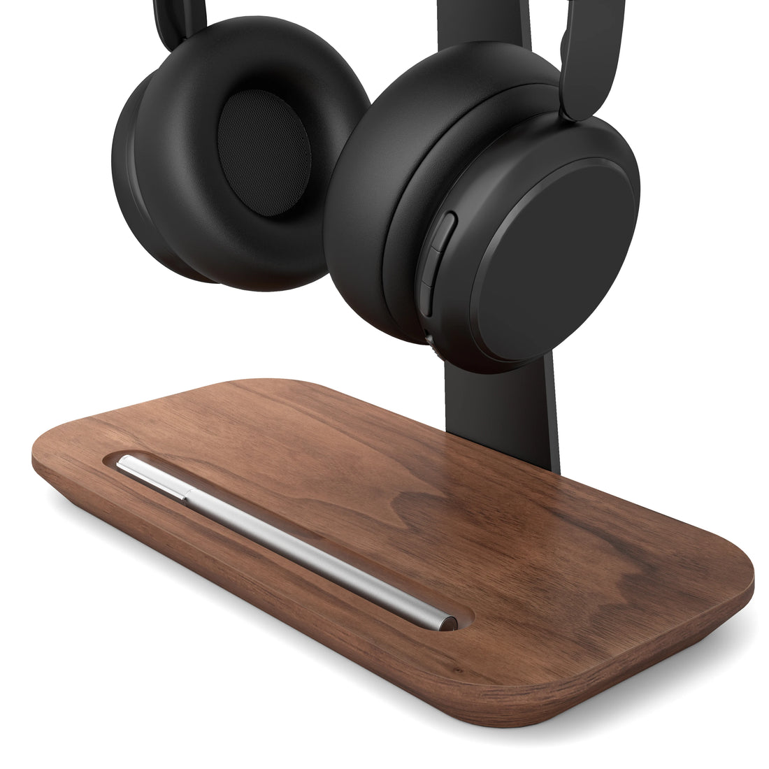 Wooden Universal Headphone Stand Aluminuim Alloy Headset Holder Aluminum Earphone Display with Pen slot
