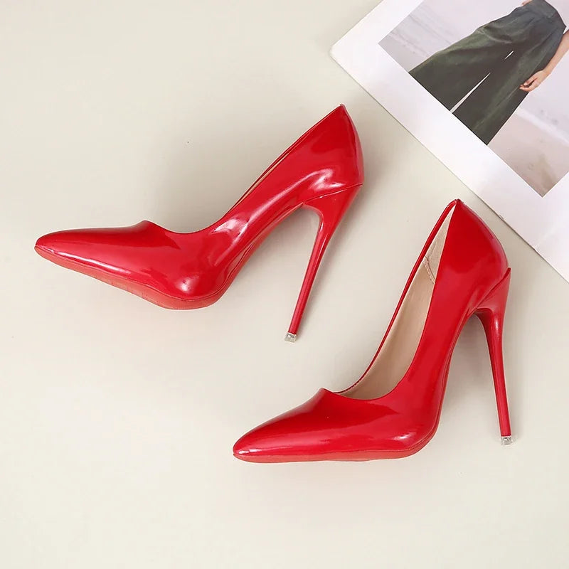 Sexy Super High Ethnic Pumps with Thin Heels and Pointed Toe for Office & Career Red Bottom High Heels  Plus Size Heels 44 45