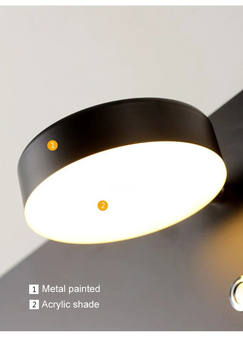 LED Wall Light Interior  Mobile Phone Charging USB Wall Lamps With Switch Bedroom Bedside Reading Lights Decoration Living Room