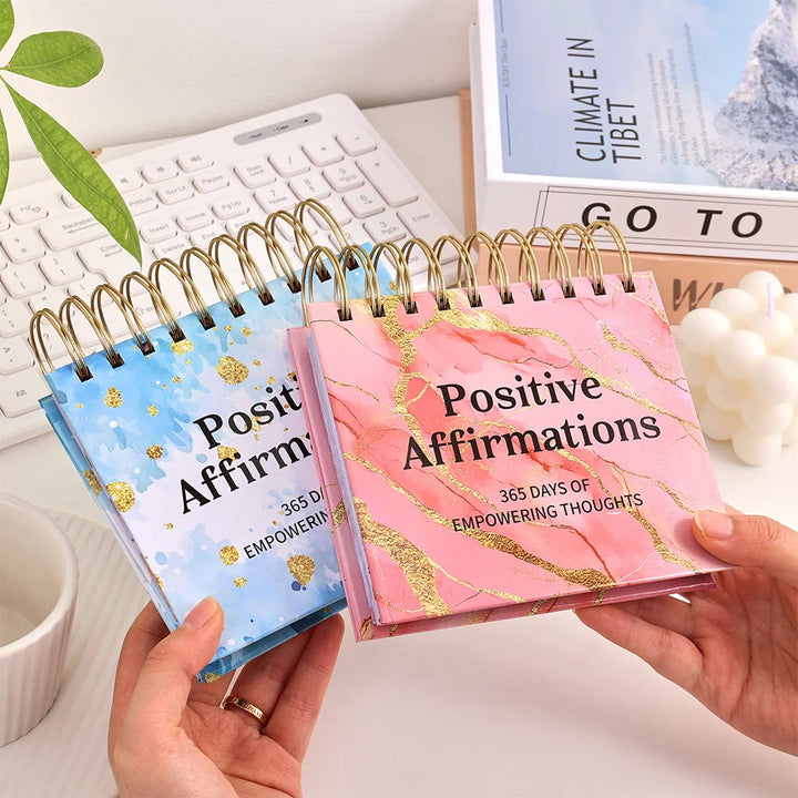 1 pc 365 Days Positive Affirmations Desk Calendar Standing Flip Coil Desktop Calendar With Inspirational Quotes Color Inner Page