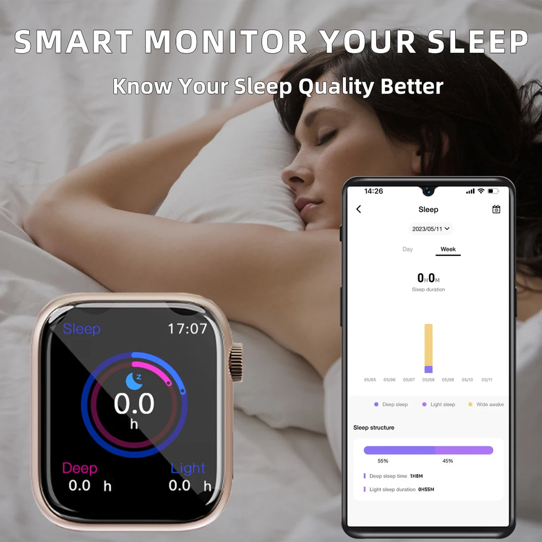Smart Watch Answer Call Message Music Health Sport Bracelet Fitness Tracker Women Men Series 8 Smartwatch for Android IOS