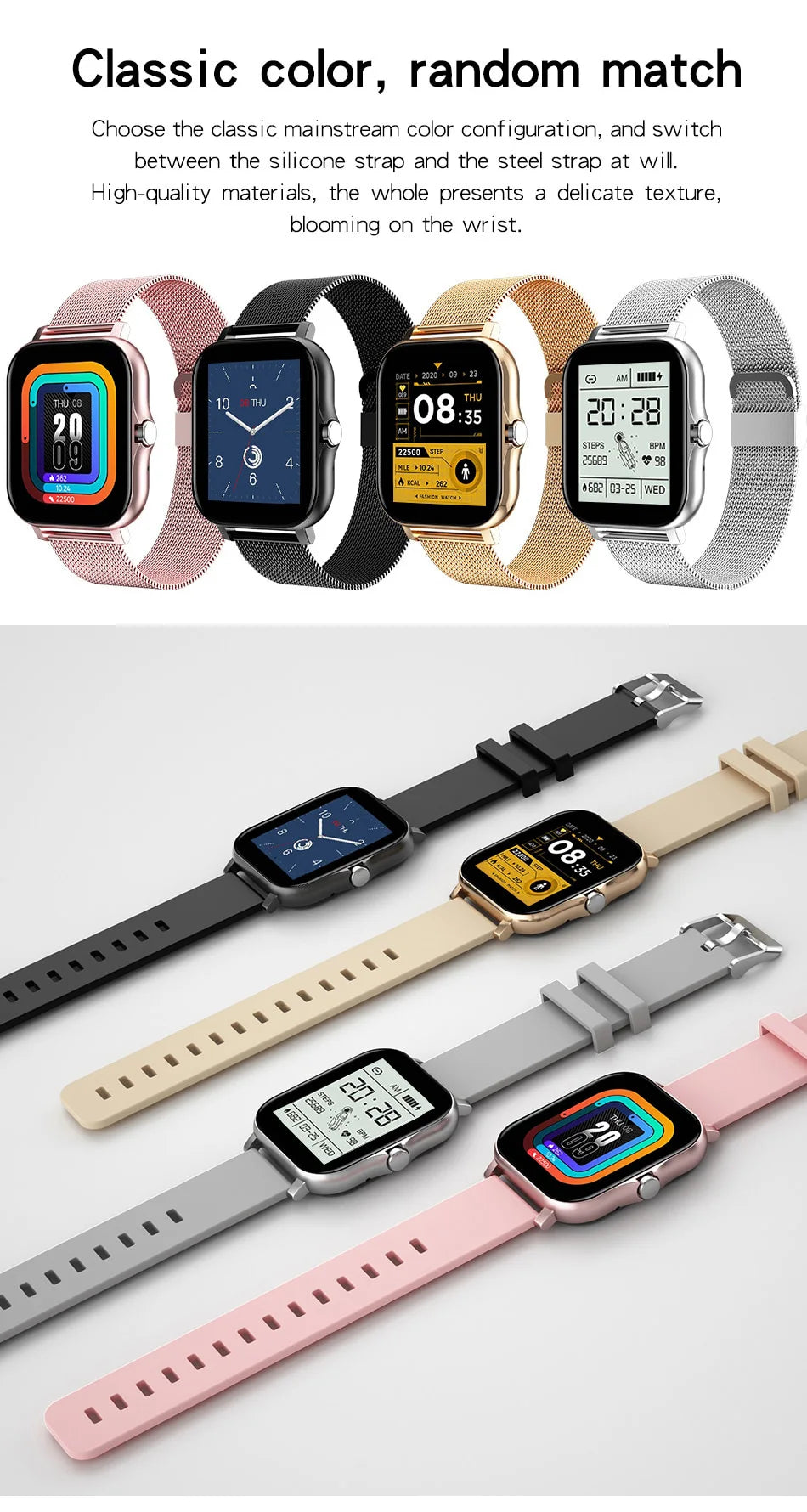Smart Watch For Men Women Gift 1.44 inch Full Touch Screen Sport Fitness Watches BT Call Digital Smartwatch Wristwatch 2024 New