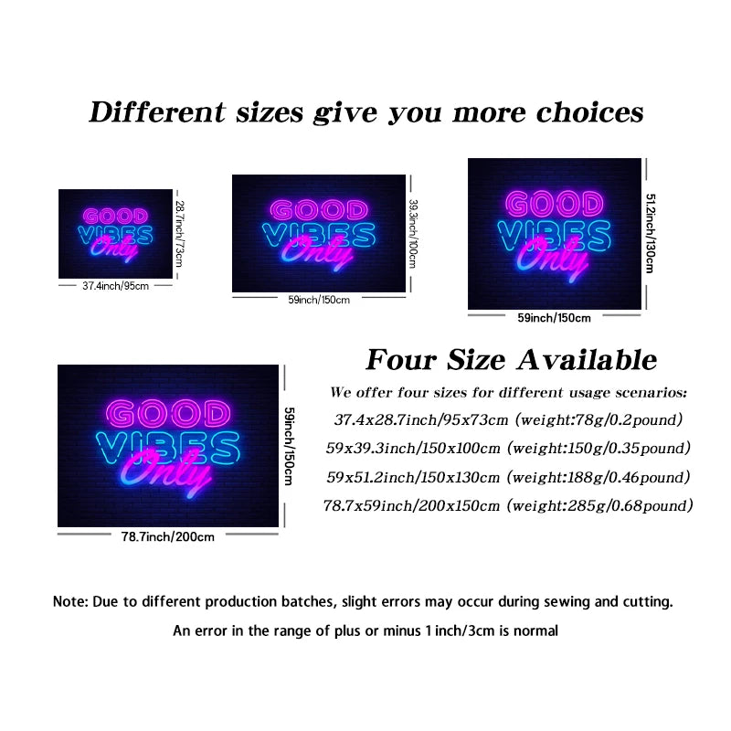 1pc Fluorescent inspirational quotes tapestry, UV black light tapestry, living room and bedroom decorative tapestry