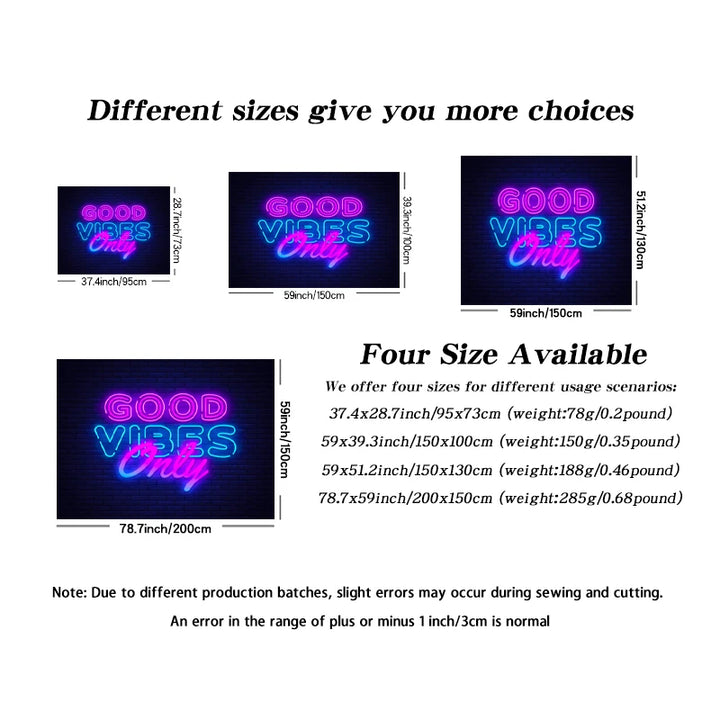 1pc Fluorescent inspirational quotes tapestry, UV black light tapestry, living room and bedroom decorative tapestry