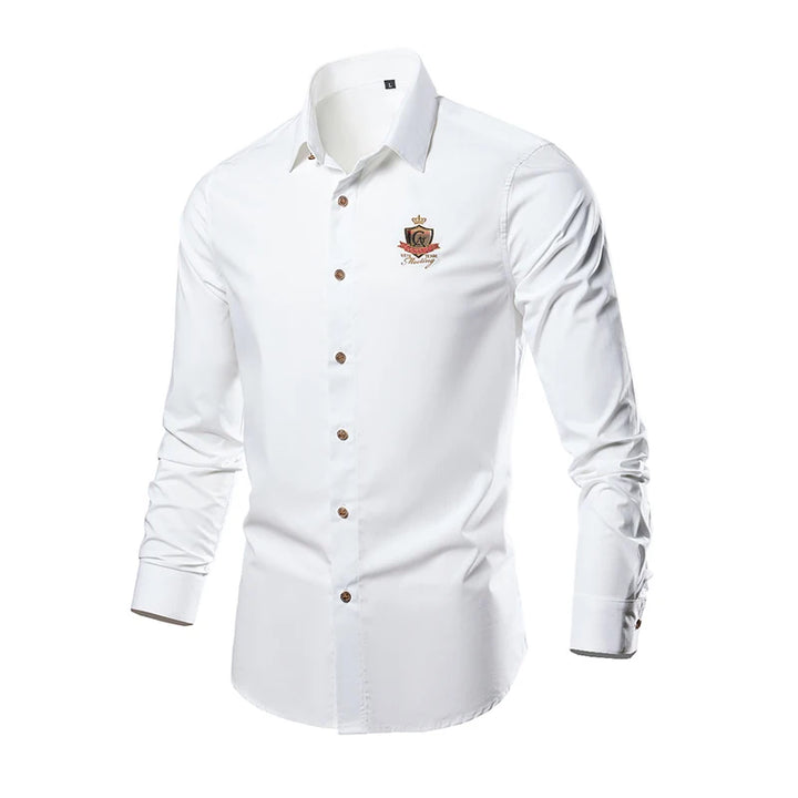 New Casual  Soft Thin Mens Shirts Slim Fit Luxury Business Long Sleeve Shirt Male Lapels Outwear Streetwear