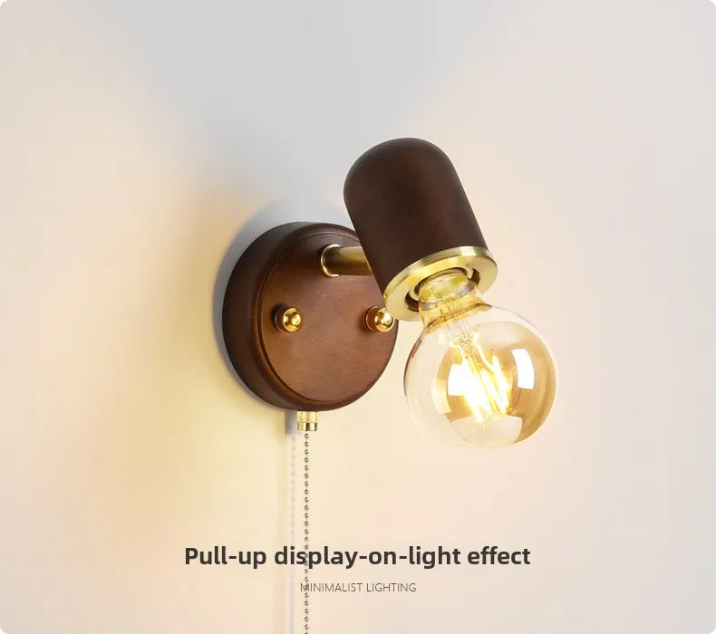 LED Dining Room Lighting Simple Solid Wood with Switch Bedside Wall Lamp Living Room Balcony Corridor Coffee Shop Wall Lamp