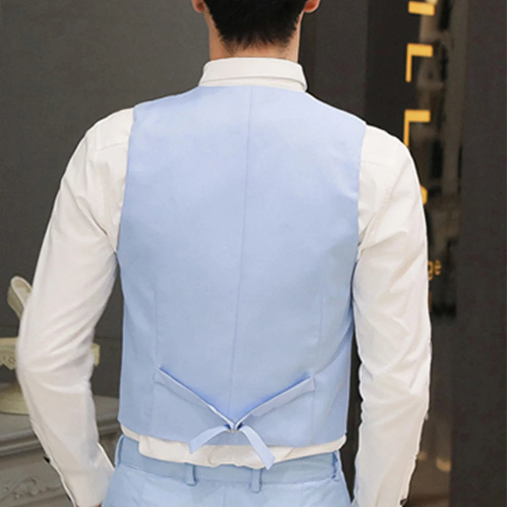 Men's Formal Classic Business Casual Dress Fashion Vest Suit Slim Fit Solid Color Tuxedo Waistcoat Thermal Slight Strech Coat