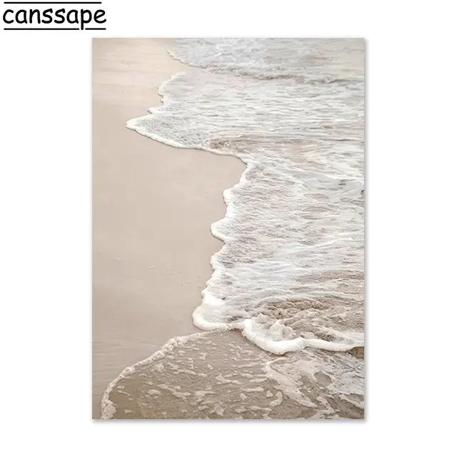 Beige Scenery Print Pictures Hay Reed Hand Sand Canvas Painting Sea Beach Seagull Wall Art Nordic Wall Posters Living Room Decor