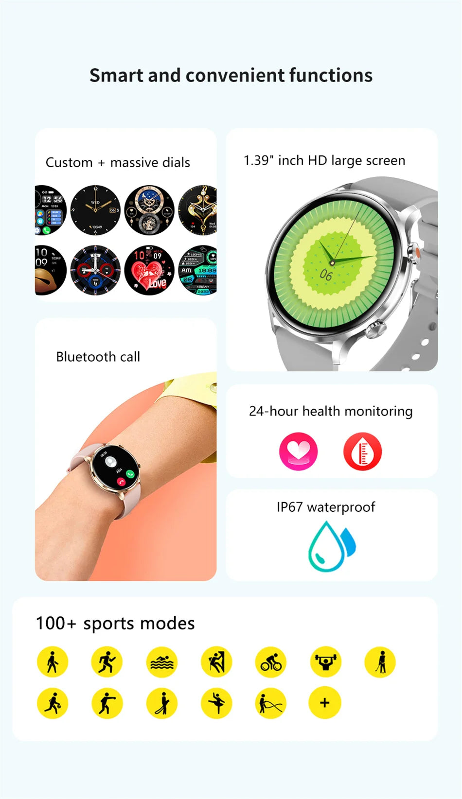 2025 New Smartwatch Women AMOLED HD Screen Always On Display Bluetooth Call IP68 Waterproof GPS Smart Men Watch For Android ios