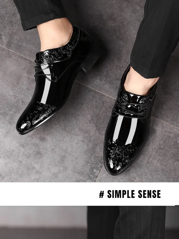 Men Casual Business Shoes Formal Shoes Lace Up Formal Black Leather Brogues Men Wedding Party Office Oxford Shoes
