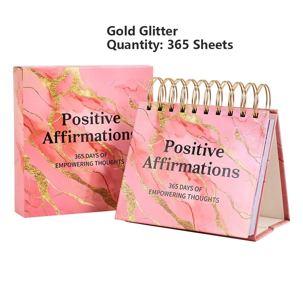 1 pc 365 Days Positive Affirmations Desk Calendar Standing Flip Coil Desktop Calendar With Inspirational Quotes Color Inner Page
