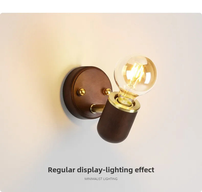LED Dining Room Lighting Simple Solid Wood with Switch Bedside Wall Lamp Living Room Balcony Corridor Coffee Shop Wall Lamp