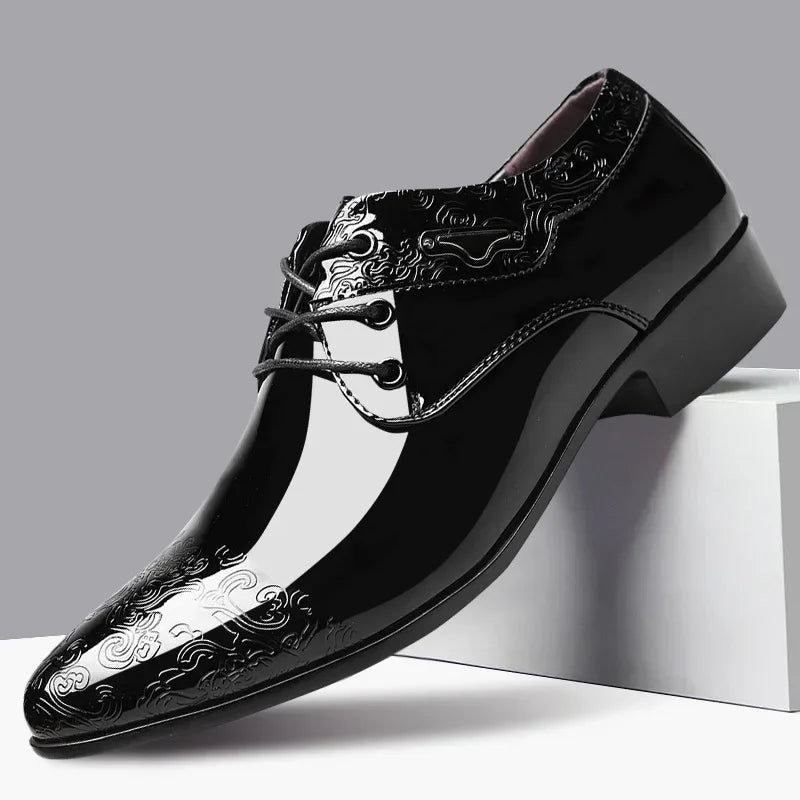 Men Casual Business Shoes Formal Shoes Lace Up Formal Black Leather Brogues Men Wedding Party Office Oxford Shoes