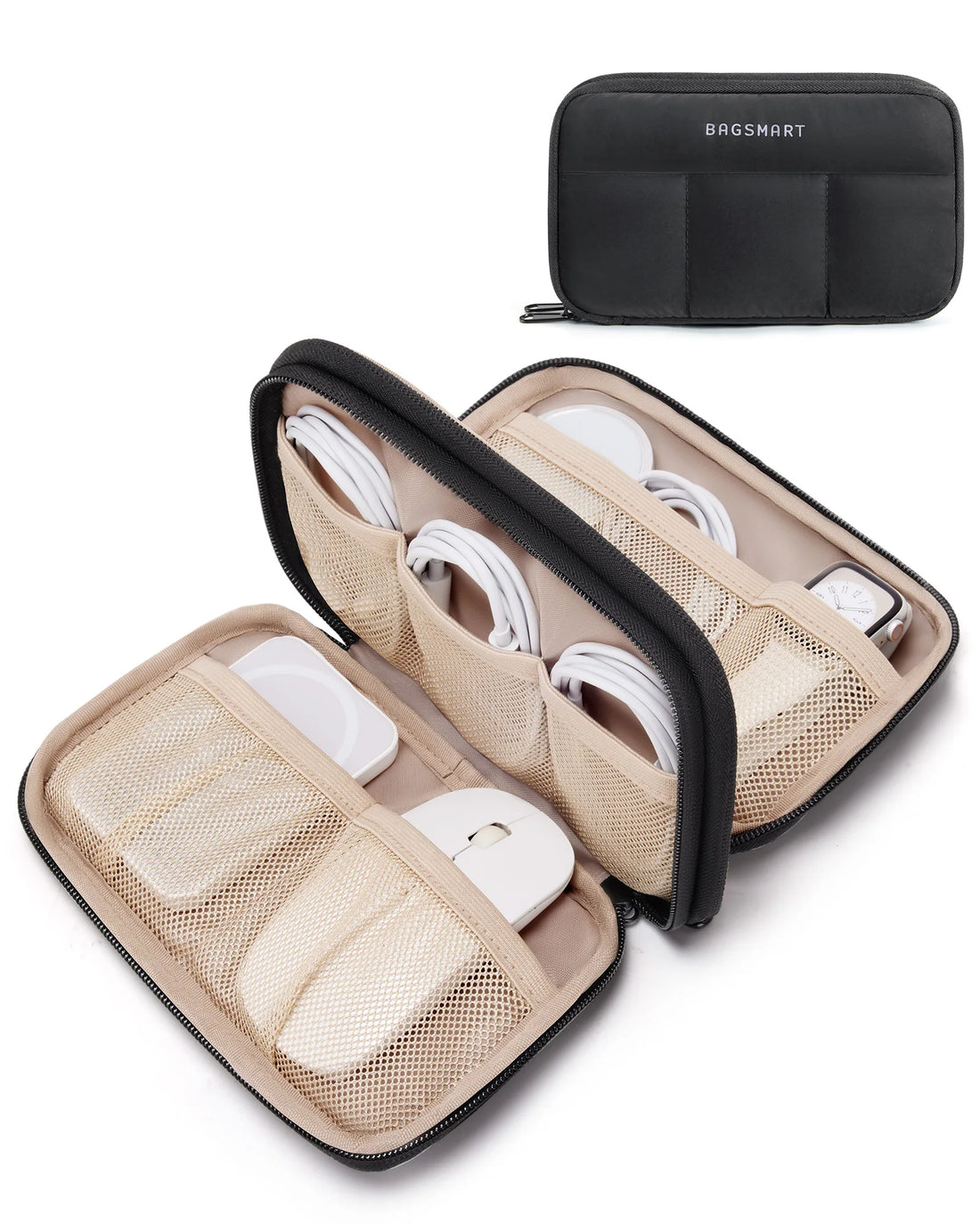 BAGSMART Electronics Organizer Portable Cable Storage Bag for Chargers Cables Phones Travel Digital Earphone Holder Case