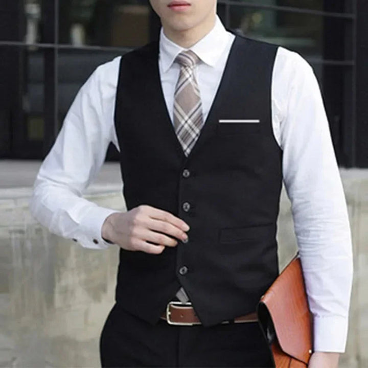 Men's Formal Classic Business Casual Dress Fashion Vest Suit Slim Fit Solid Color Tuxedo Waistcoat Thermal Slight Strech Coat