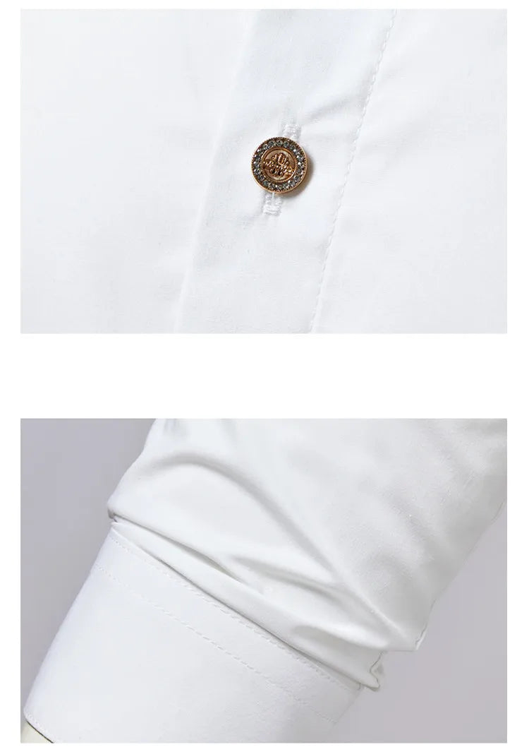 New Casual  Soft Thin Mens Shirts Slim Fit Luxury Business Long Sleeve Shirt Male Lapels Outwear Streetwear