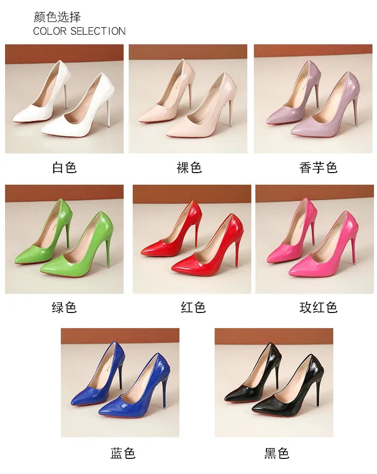 Sexy Super High Ethnic Pumps with Thin Heels and Pointed Toe for Office & Career Red Bottom High Heels  Plus Size Heels 44 45