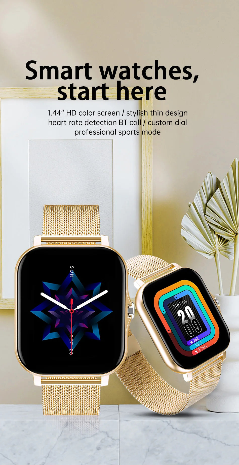 Smart Watch For Men Women Gift 1.44 inch Full Touch Screen Sport Fitness Watches BT Call Digital Smartwatch Wristwatch 2024 New