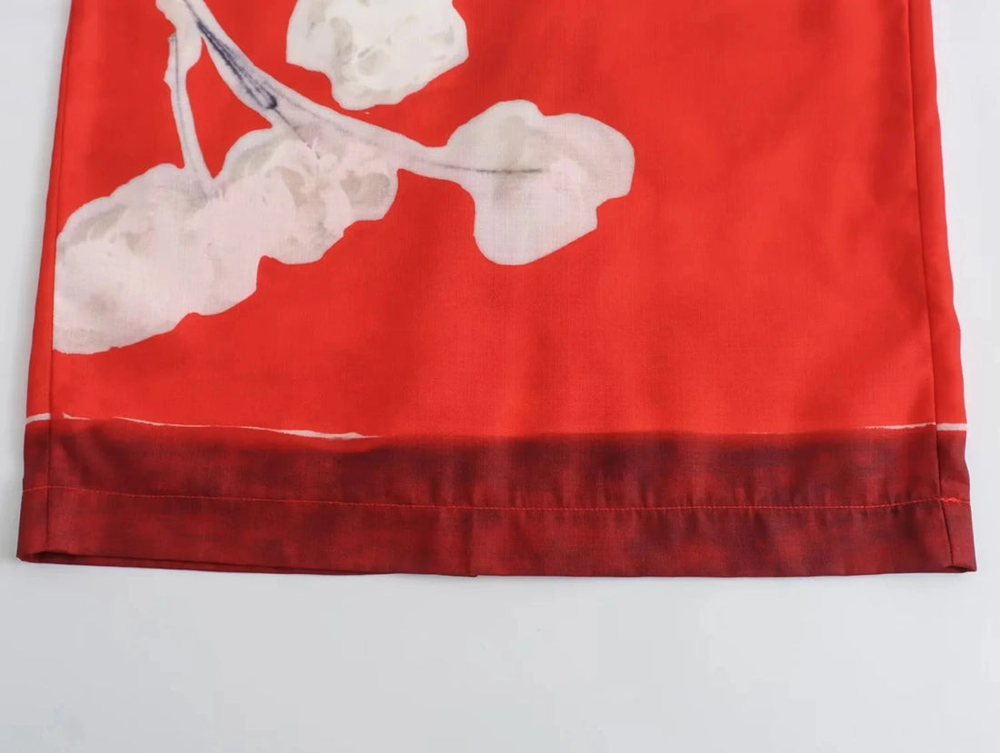 Women Elegant Red Skirts Side Zipper Back Slit Straight Skirts Women Linen Blended Straight Skirt Half skirt