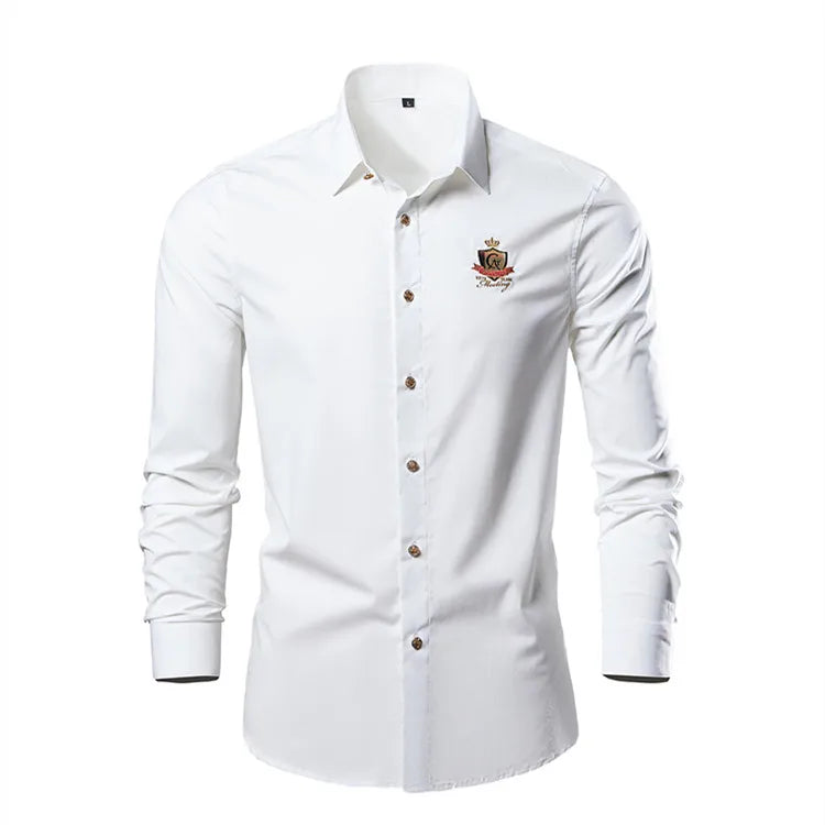 New Casual  Soft Thin Mens Shirts Slim Fit Luxury Business Long Sleeve Shirt Male Lapels Outwear Streetwear