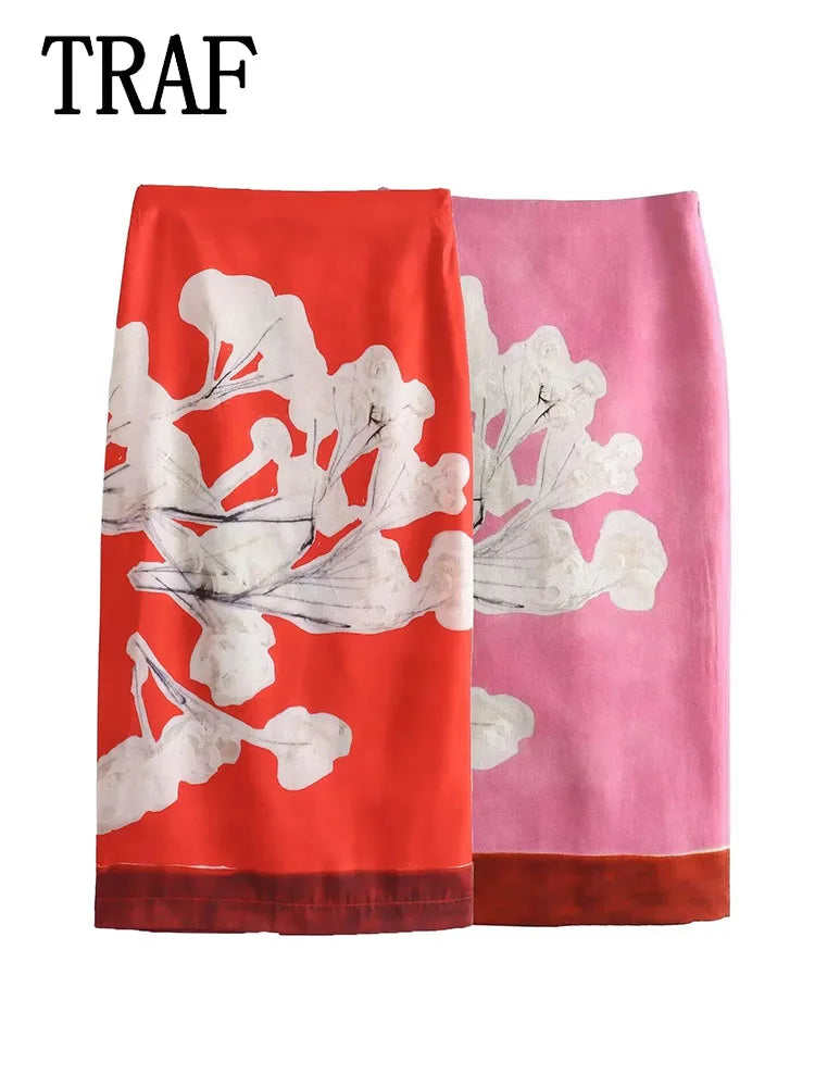 Women Elegant Red Skirts Side Zipper Back Slit Straight Skirts Women Linen Blended Straight Skirt Half skirt