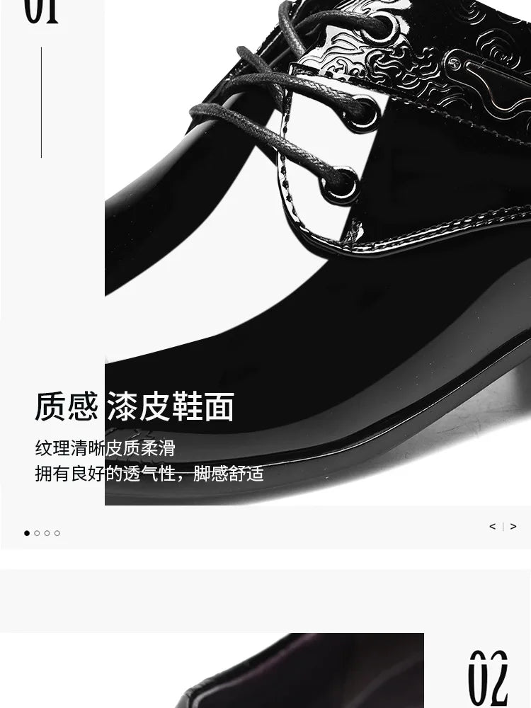 Men Casual Business Shoes Formal Shoes Lace Up Formal Black Leather Brogues Men Wedding Party Office Oxford Shoes