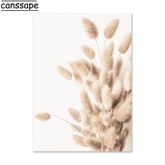 Beige Scenery Print Pictures Hay Reed Hand Sand Canvas Painting Sea Beach Seagull Wall Art Nordic Wall Posters Living Room Decor