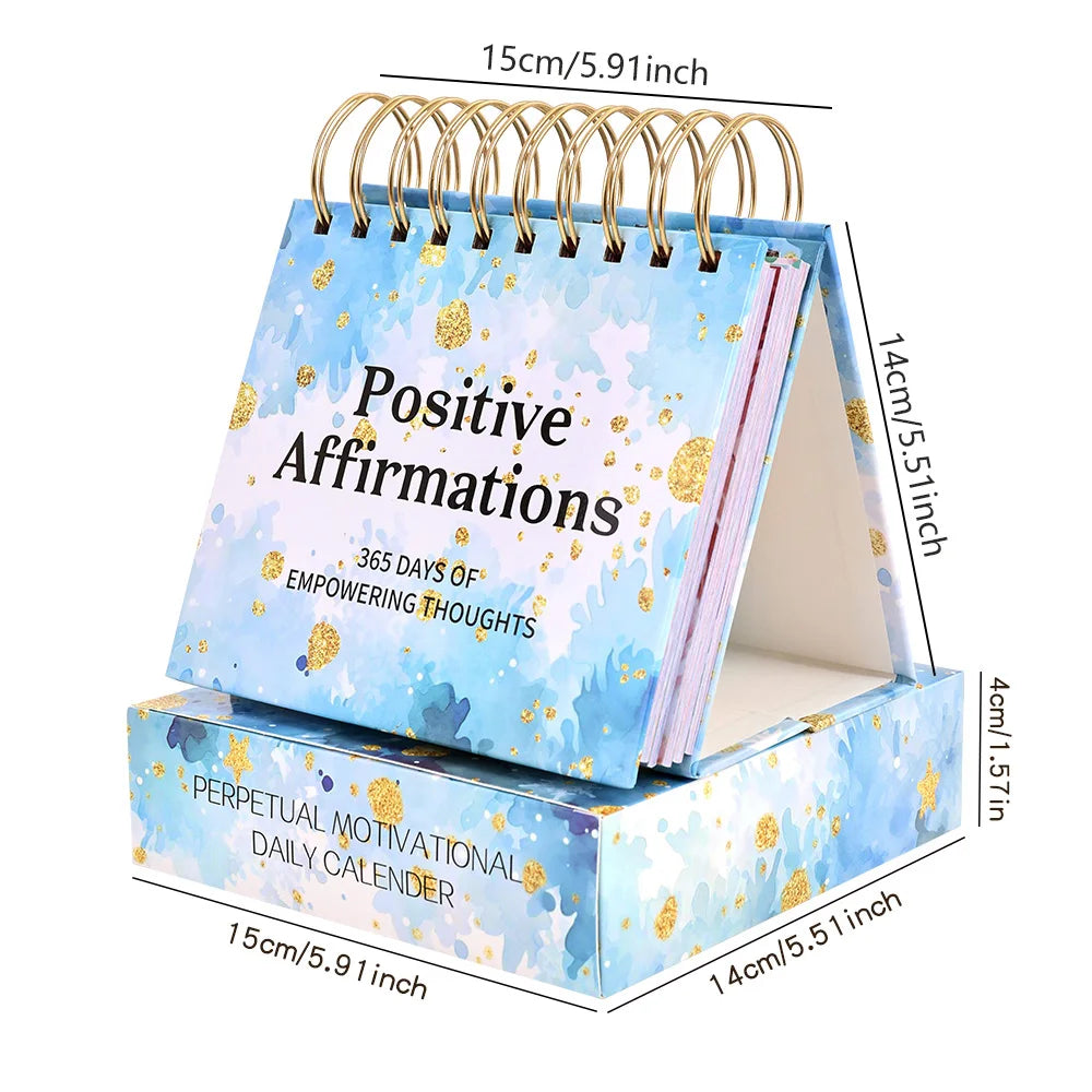 1 pc 365 Days Positive Affirmations Desk Calendar Standing Flip Coil Desktop Calendar With Inspirational Quotes Color Inner Page